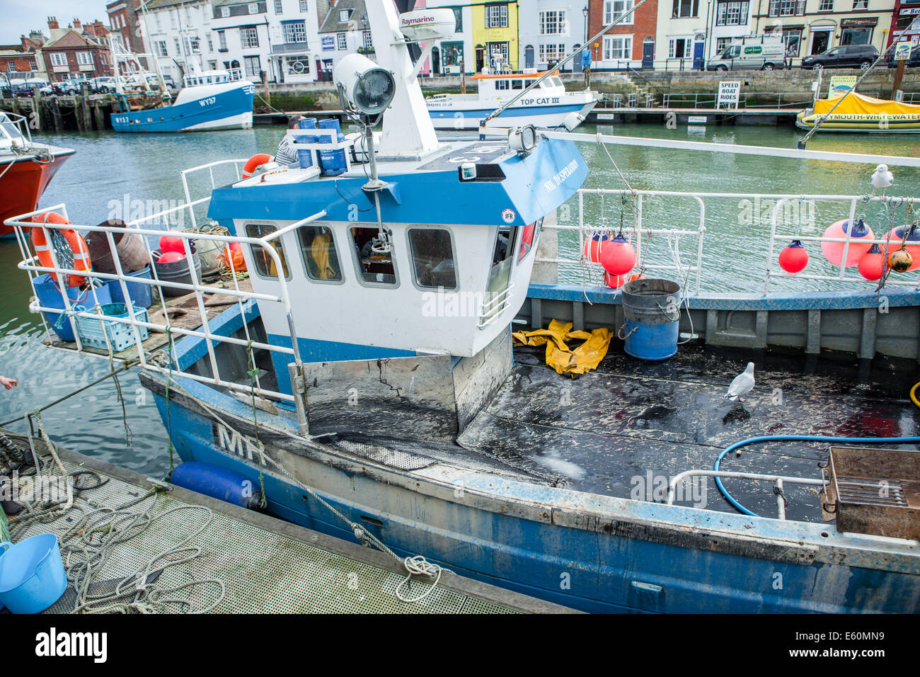 fishing trawler in Weymouth harbour Stock Photo
