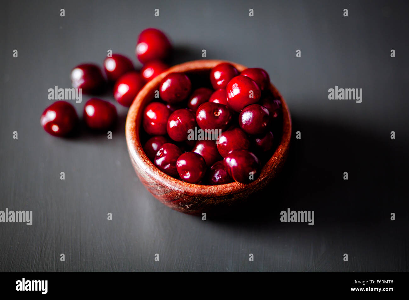bowl of red cherries Stock Photo