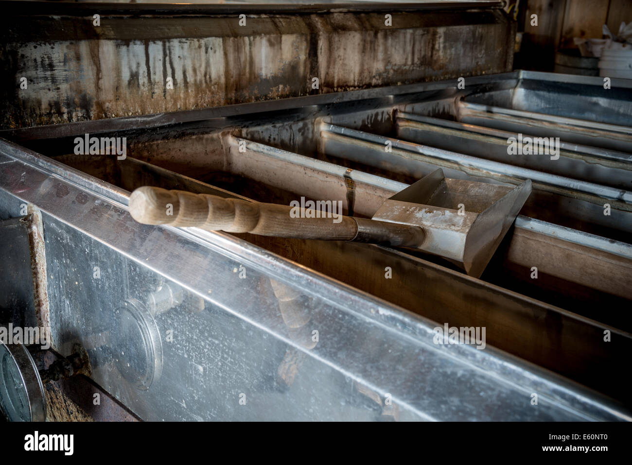 Maple syrup in traditional evaporator Stock Photo Alamy
