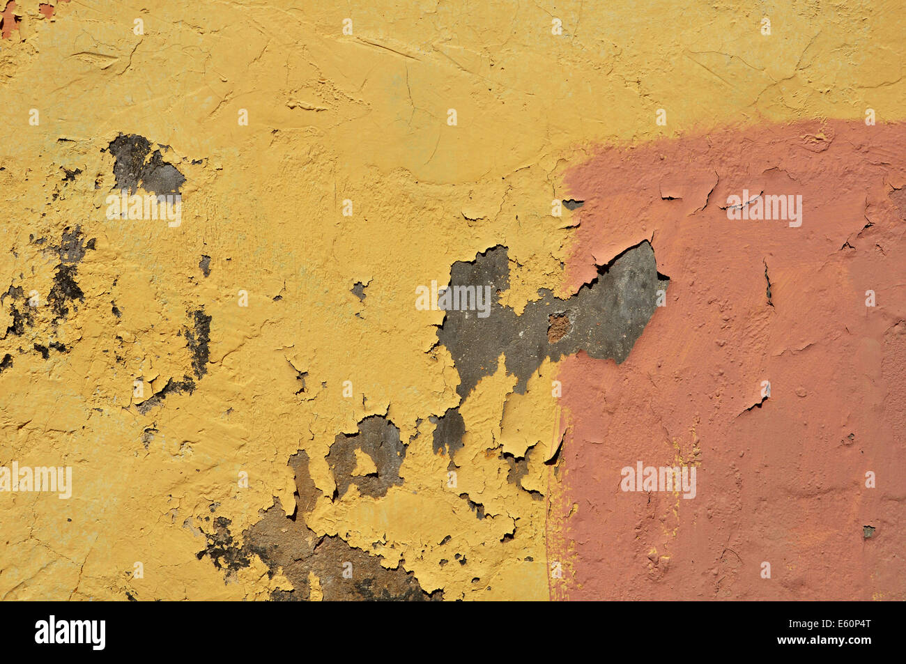 Peeling wall and abstract paint strokes background texture. Stock Photo