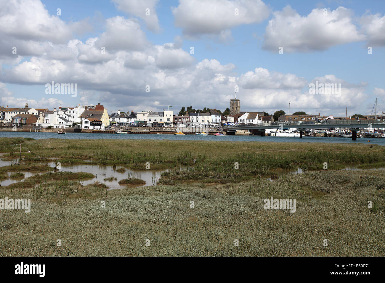 The river Adur with Shoreham-by-Sea in the background, West Sussex Stock Photo