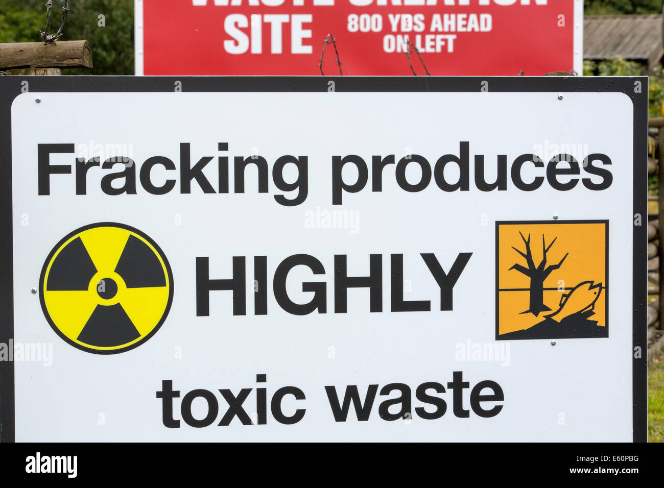 A Protest Banner Against Fracking At A Farm Site At Little