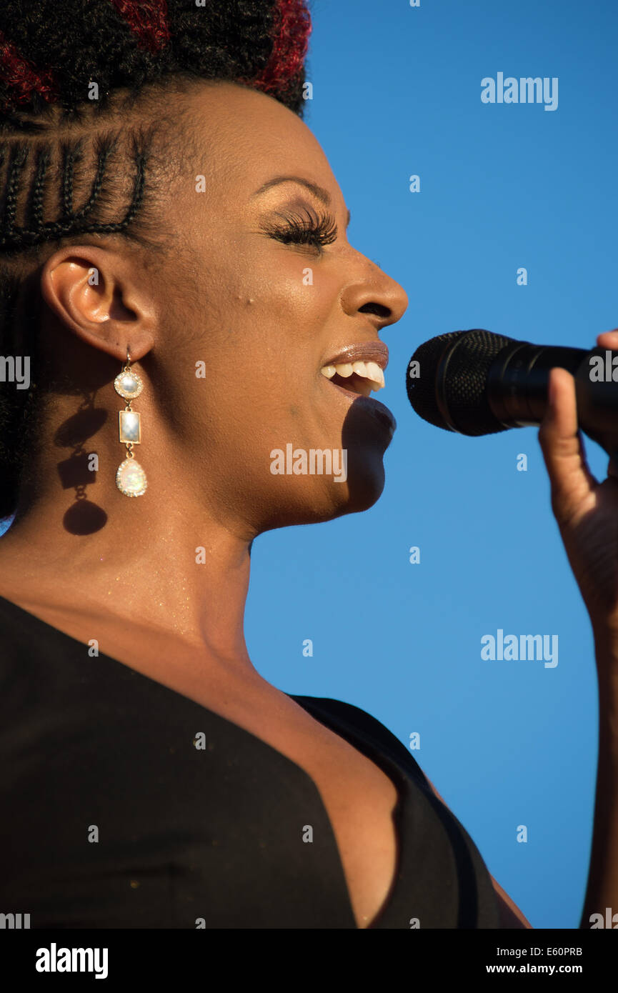LINCOLN, CA - July 26: Sy Smith performs with Chris Botti at Thunder Valley Casino Resort in Lincoln, California on July 26, 201 Stock Photo
