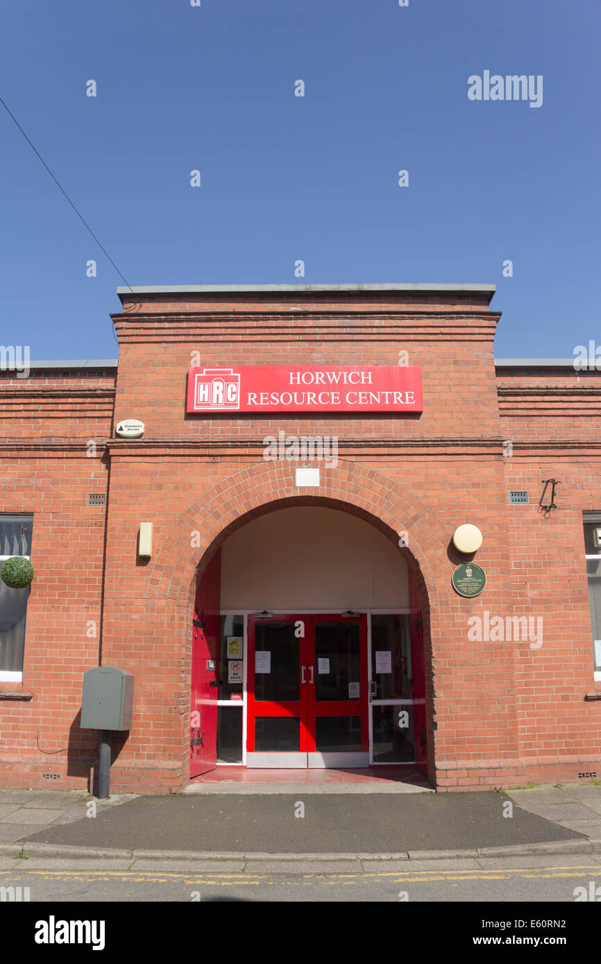 Horwich Resource Centre on Beaumont Road. The 1910 building was originally a Territorial Army barracks. Stock Photo