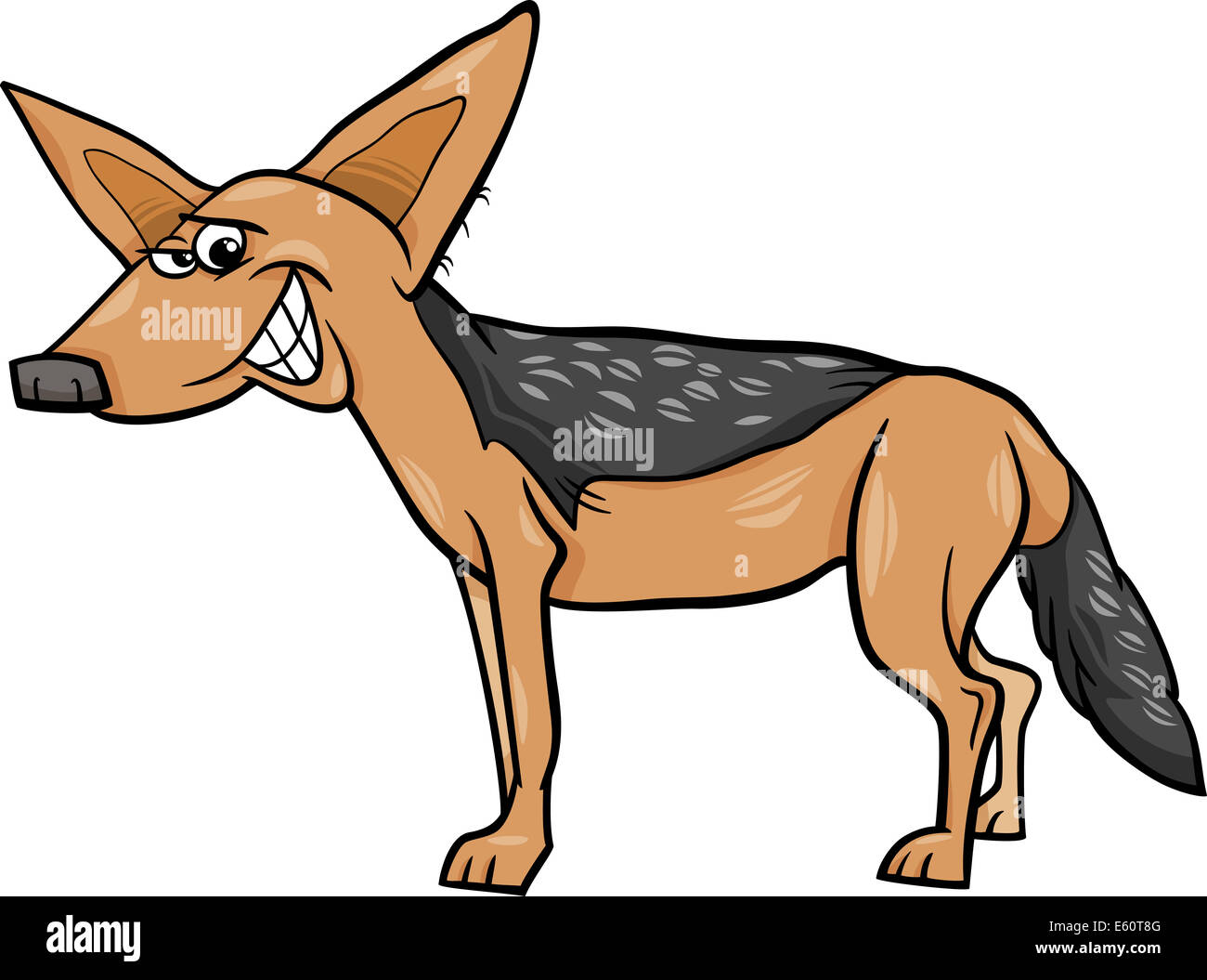 Cartoon Illustration of Funny Jackal Wild Animal Stock Photo