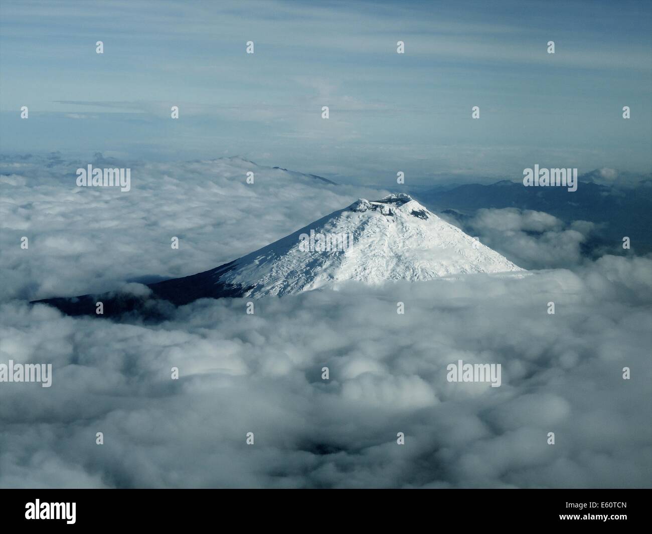 Aerial view of Cotopaxi volcano in Ecuador Stock Photo