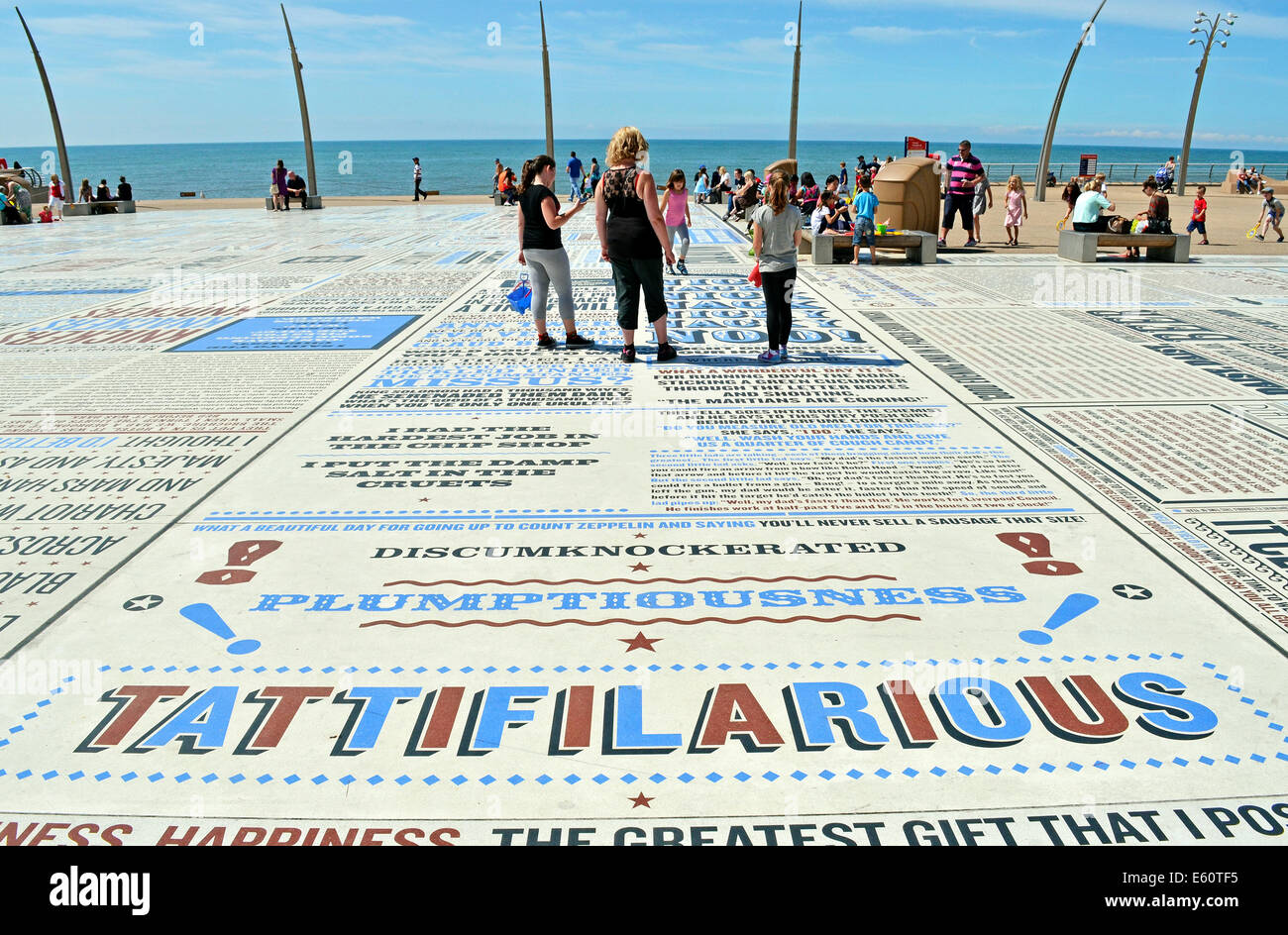 The comedy carpet on the seafront promenade in Blacpool, Lancashire, England, UK Stock Photo
