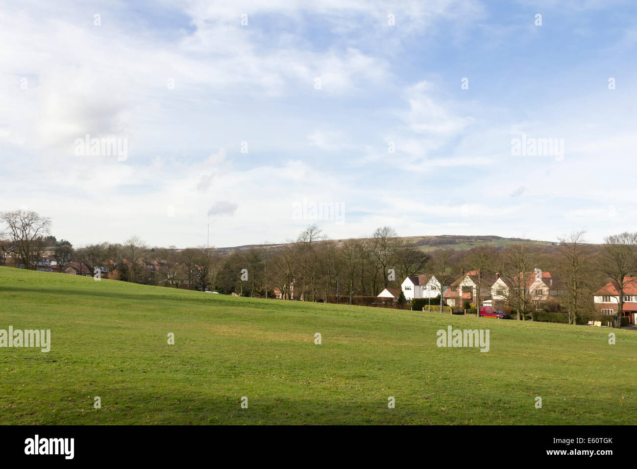 North west rural fringe of Bolton, Lancashire, from Moss Bank park ...