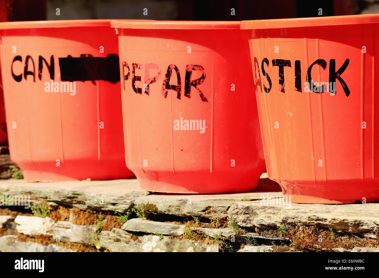 Plastic bins for the selective collection of various wastes cans.paper