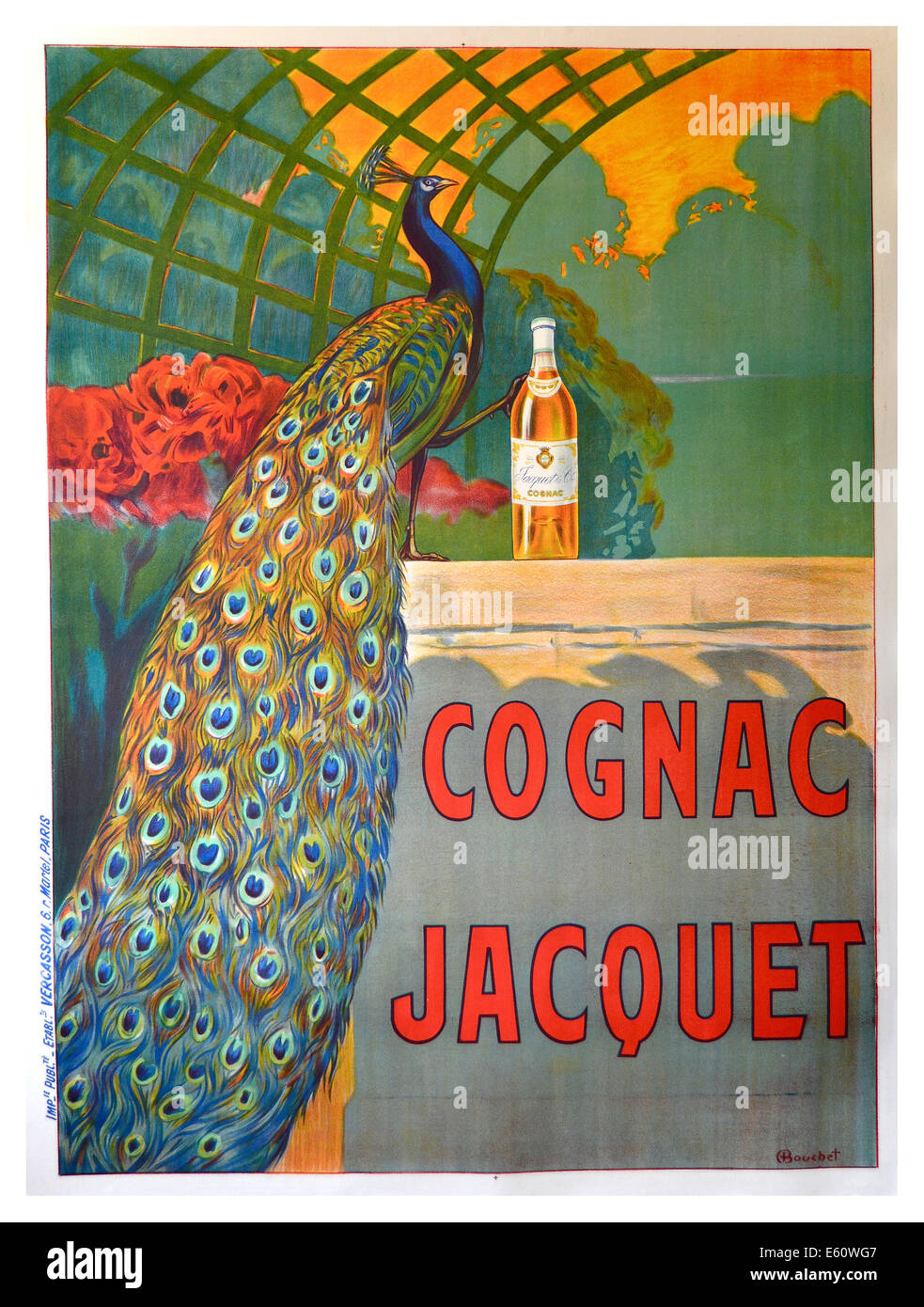 Vintage French spirit drinks poster 1910's Cognac Jacquet circa 1910