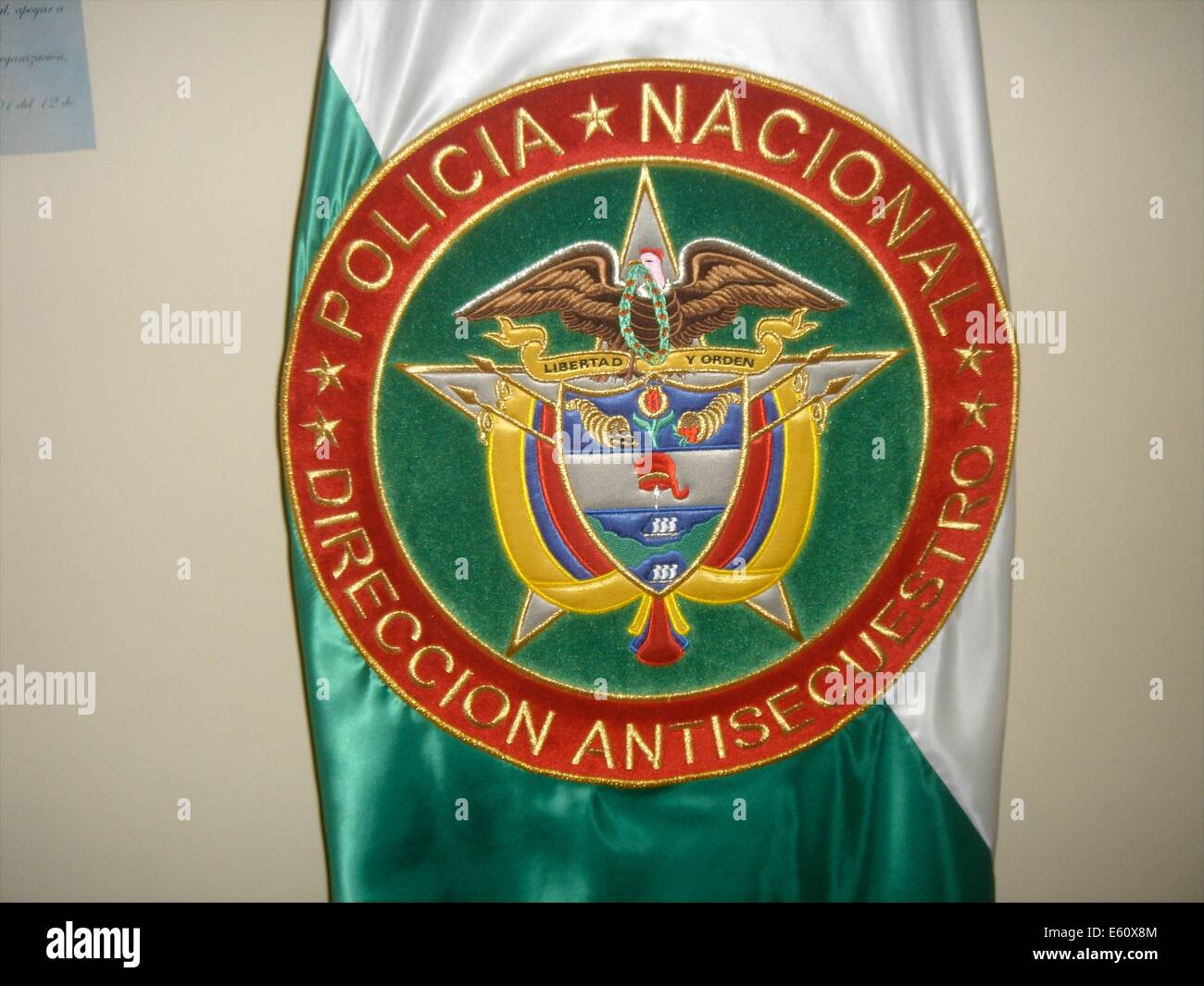 Flag for the Colombian National Police Anti kidnapping unit Stock Photo