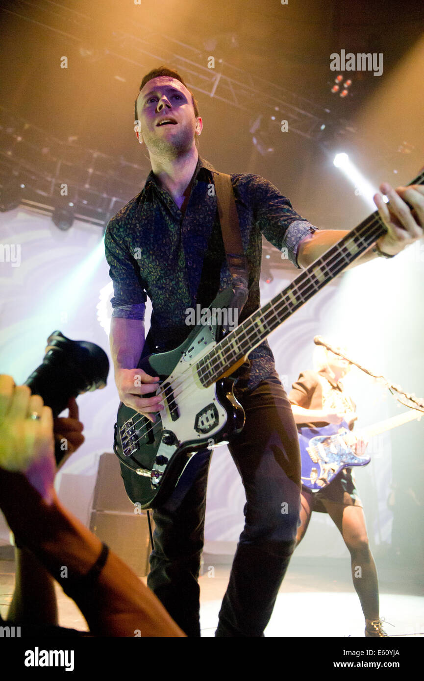 Rhydian Dafydd of The Joy Formidable performing at The Roundhouse in London, UK Stock Photo