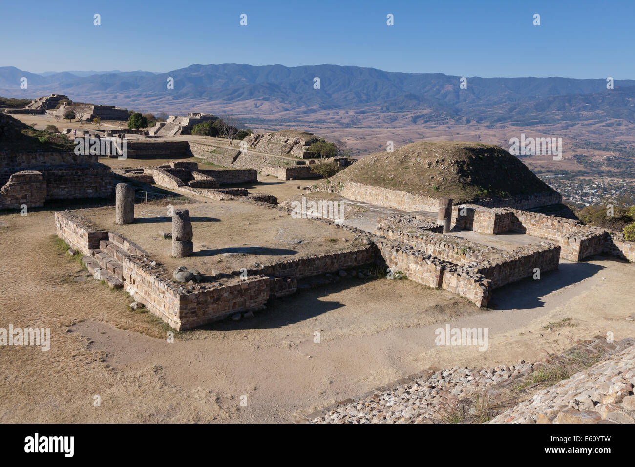 Temple of Two Columns in the VG Plaza Complex at Monte Albán Stock