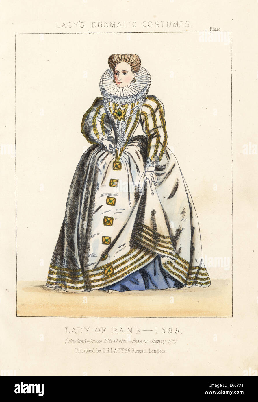 Costume of a lady of rank, reign of Queen Elizabeth, England, 1595. Stock Photo