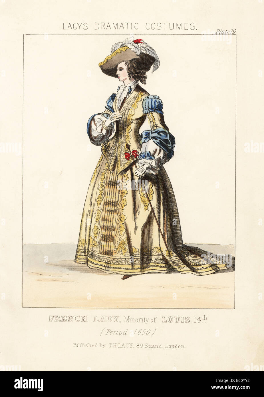 Costume of a French lady, early in the reign of Louis XIV, circa 1650. Stock Photo