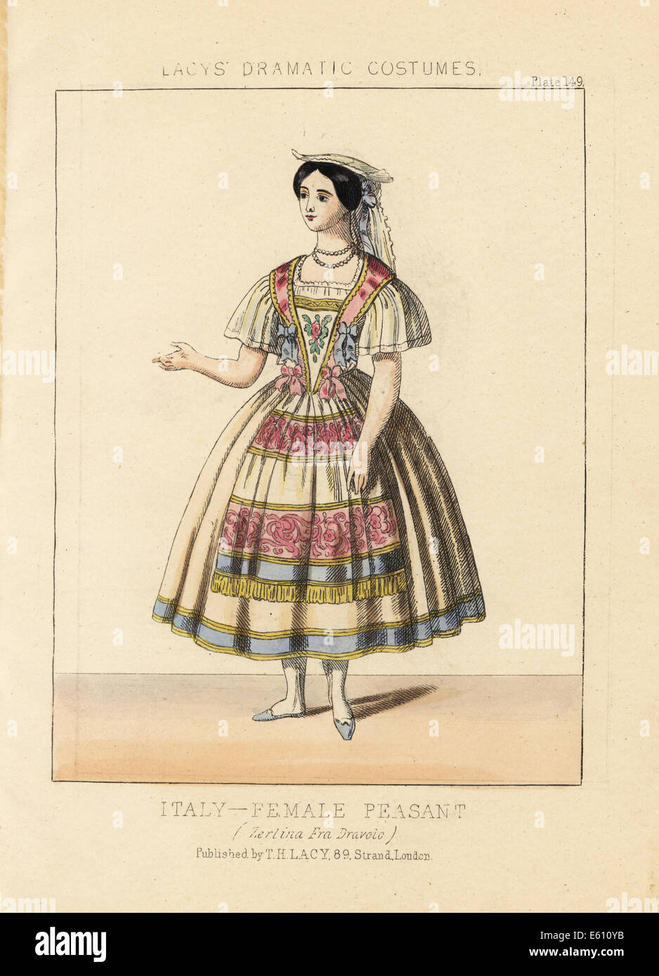 Italian peasant girl, 19th century. Stock Photo