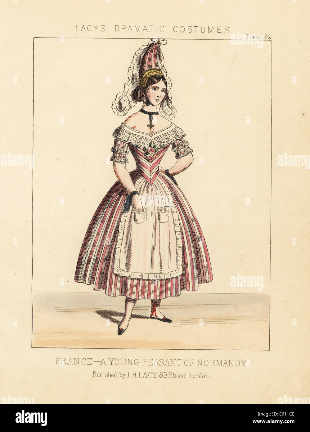 Peasant girl of Normandy, France, 19th century. Stock Photo