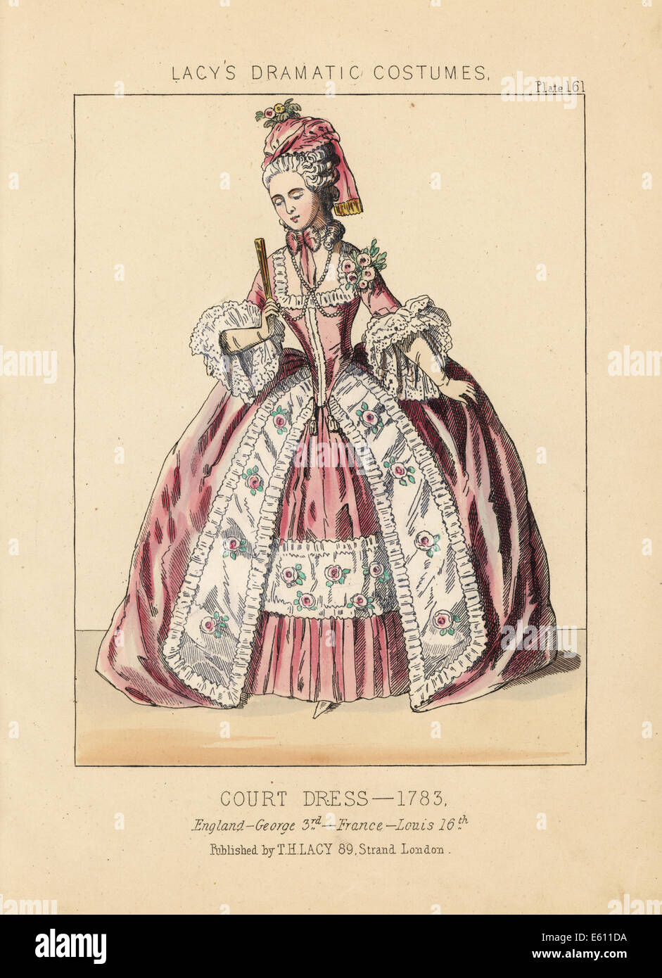 Court dress, reign of King George III, Louis XVI, 1783. Stock Photo