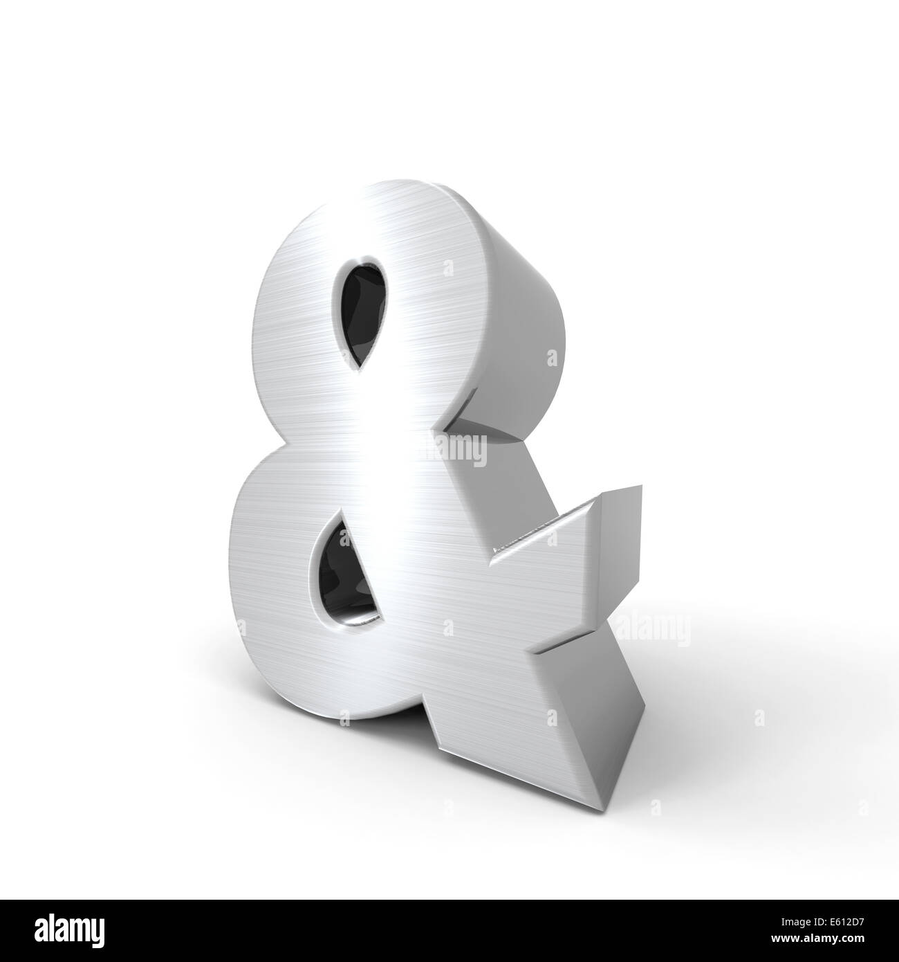 Silvered ampersand with a white background Stock Photo