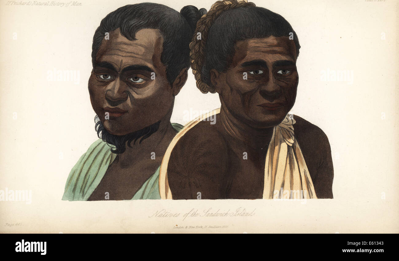 Natives of the Sandwich Islands (Hawaii), 19th century Stock Photo Alamy