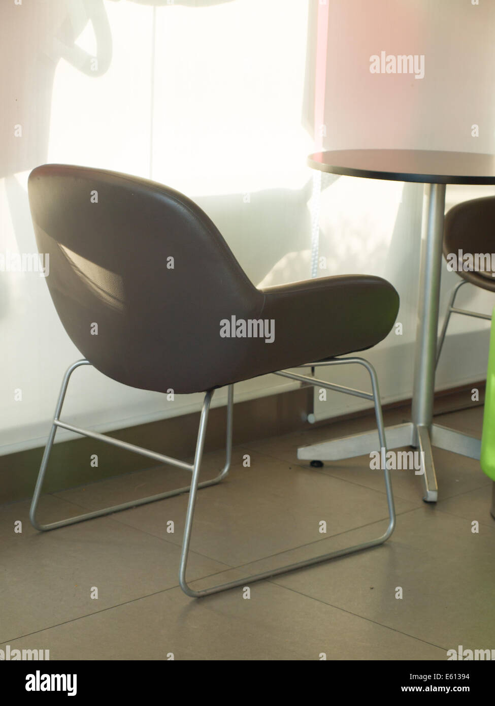 Modern cafe table and chairs in nature Stock Photo Alamy