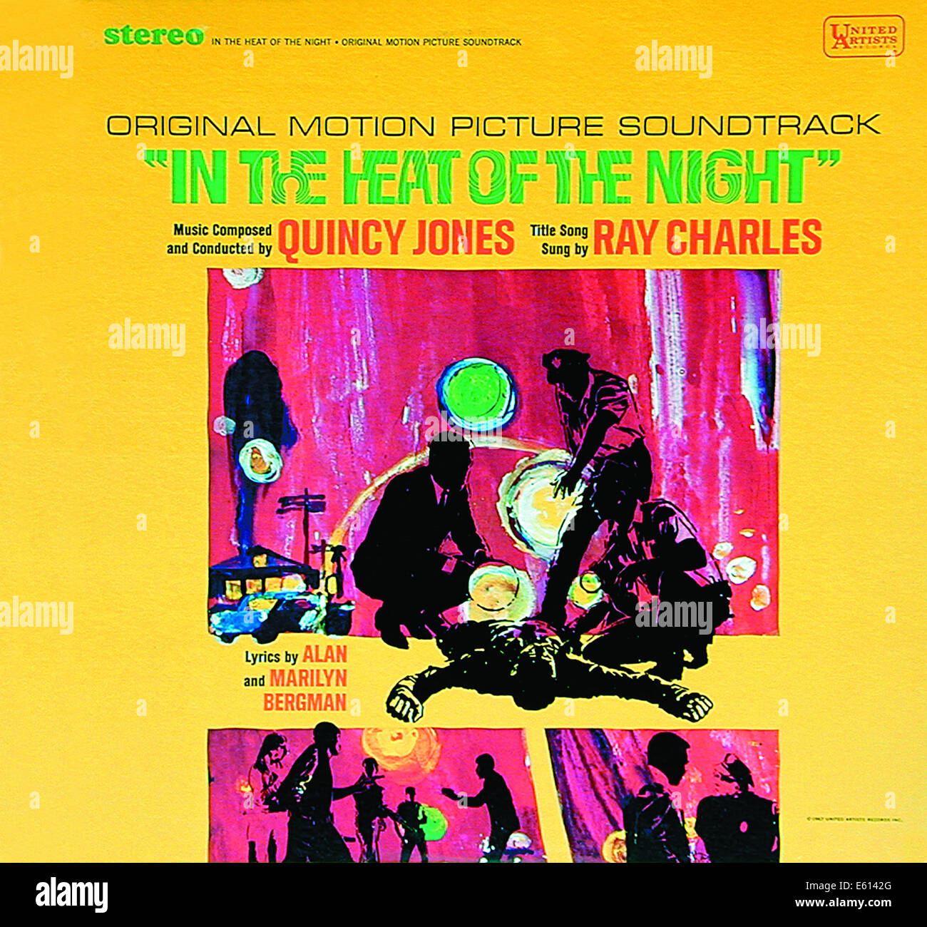 Cover of Soundtrack LP of 'IN THE HEAT OF THE NIGHT',  a1967 film.   Soundtrack by Quincy Jones. Stock Photo