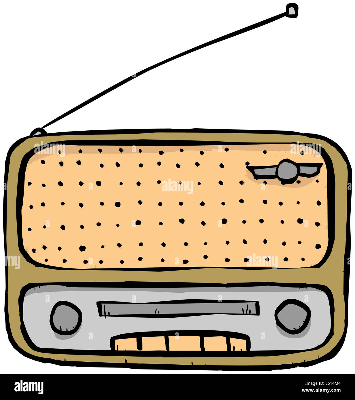 Illustration of an old wooden cased wireless radio Stock Photo