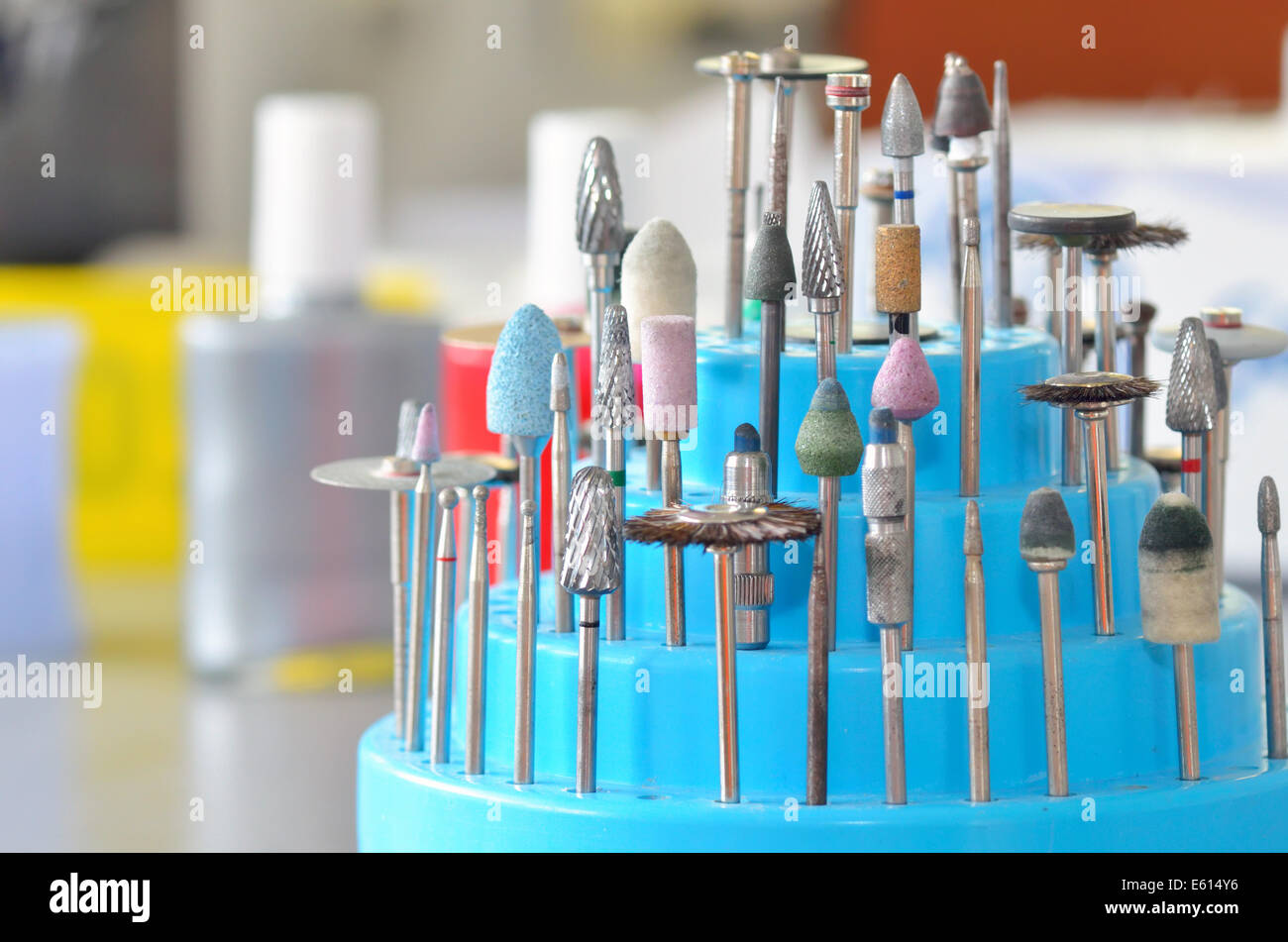 Burs, polishers, drills and brushes in a dental lab Stock Photo Alamy