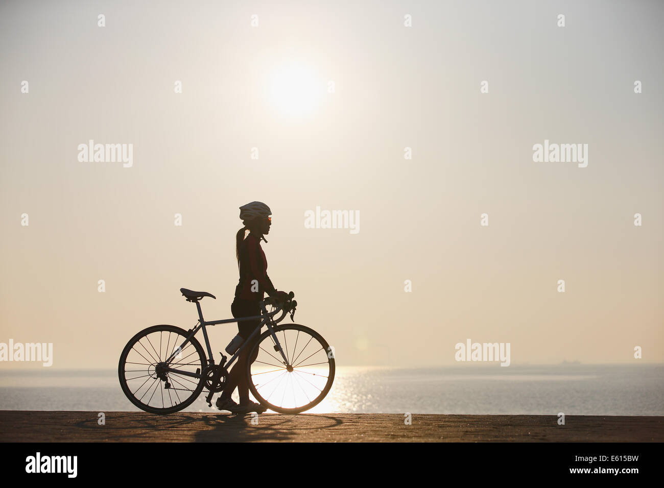 Young Japanese girl cycling Stock Photo