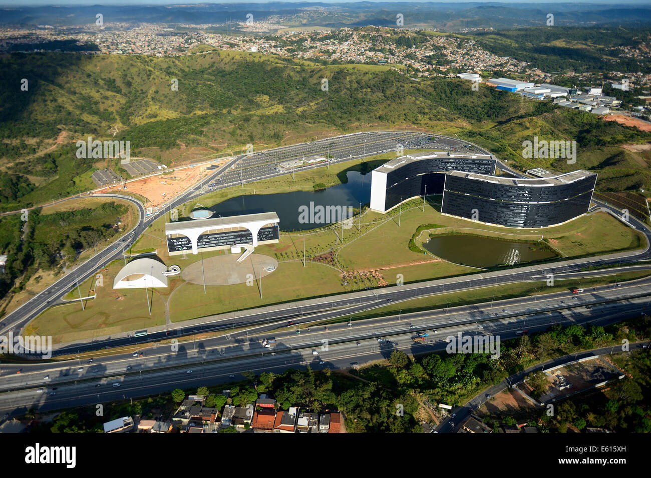 Regional Government Administrative Centre, Cidade Administrativa, architect Oscar Niemeyer, Belo Horizonte, Minas Gerais, Brazil Stock Photo