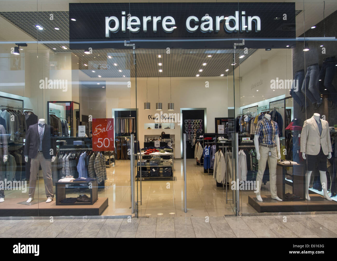 Pierre Cardin store. 10th Aug, 2014. -- One of the biggest shopping mall in  Ukraine OCEAN PLAZA. Ocean Plaza has 120 690 sq.m & 1800 park. places. Kyiv  (Kiev), Ukraine © Igor