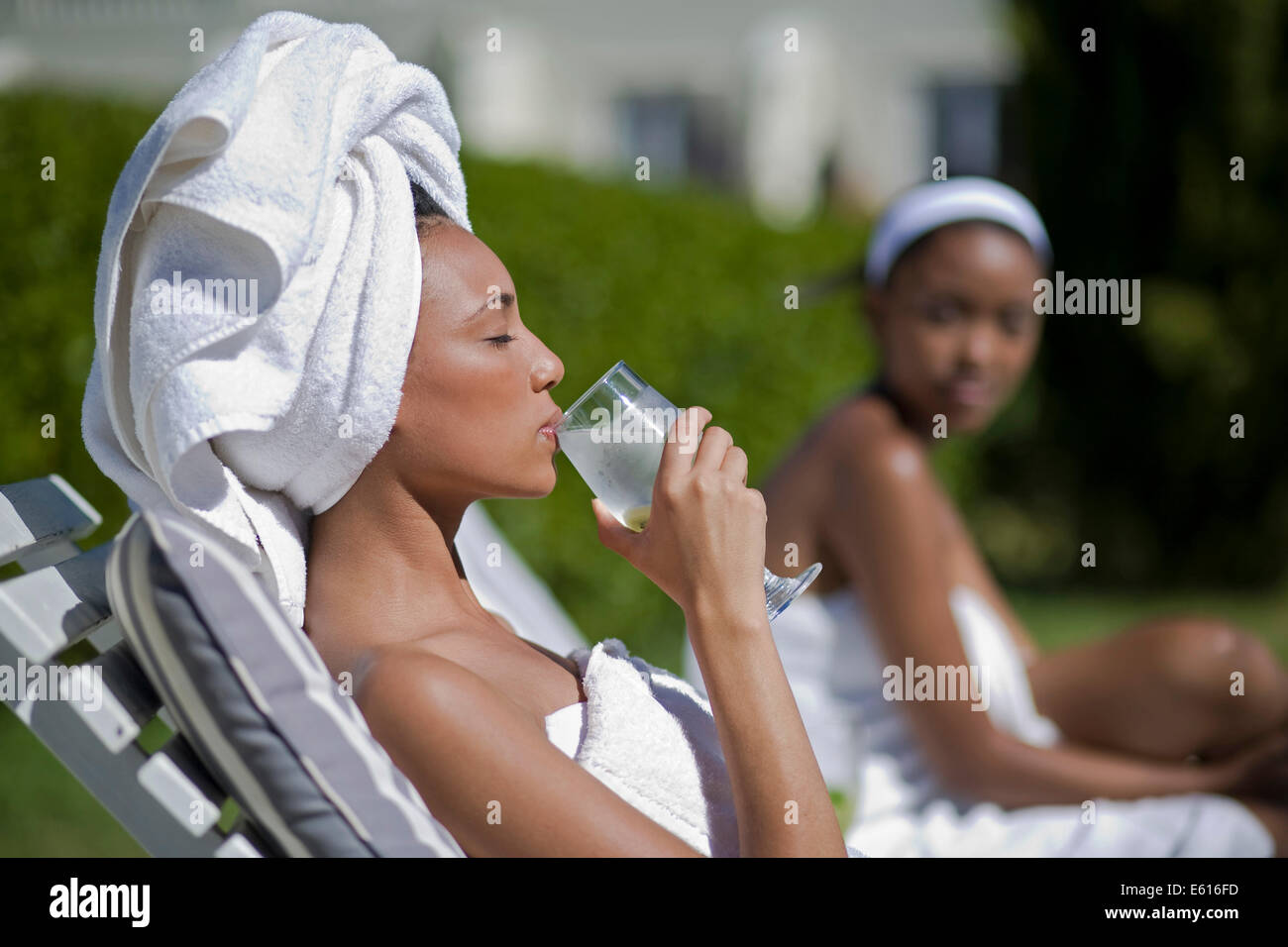 Young women are enjoying a wellness and spa day Stock Photo