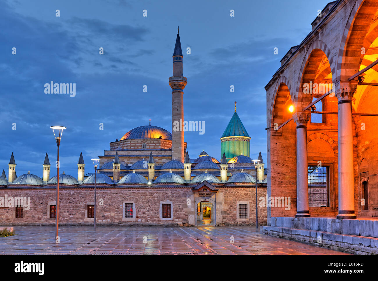 Mevlana monastery with Rumi's Mausoleum, Mevlana Museum, Konya, Central Anatolia Region, Anatolia, Turkey Stock Photo