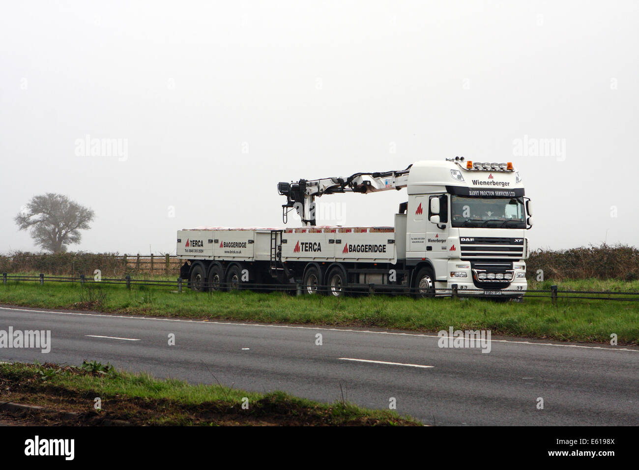 A truck traveling along the A417 dual carriageway in The Cotswolds, England Stock Photo