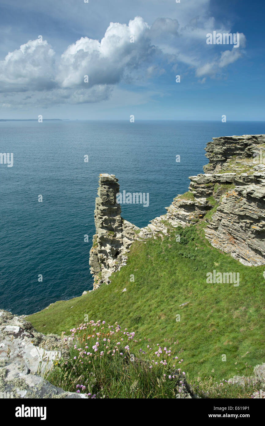 Tintagel Castle remains North Cornwall. Stock Photo