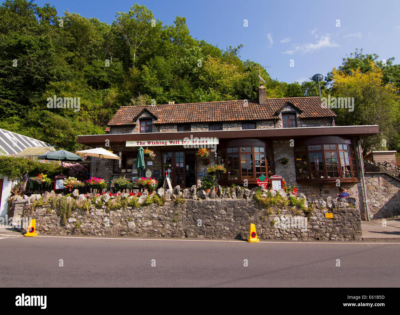 Summer's day in Cheddar Village in Cheddar Somerset England Stock