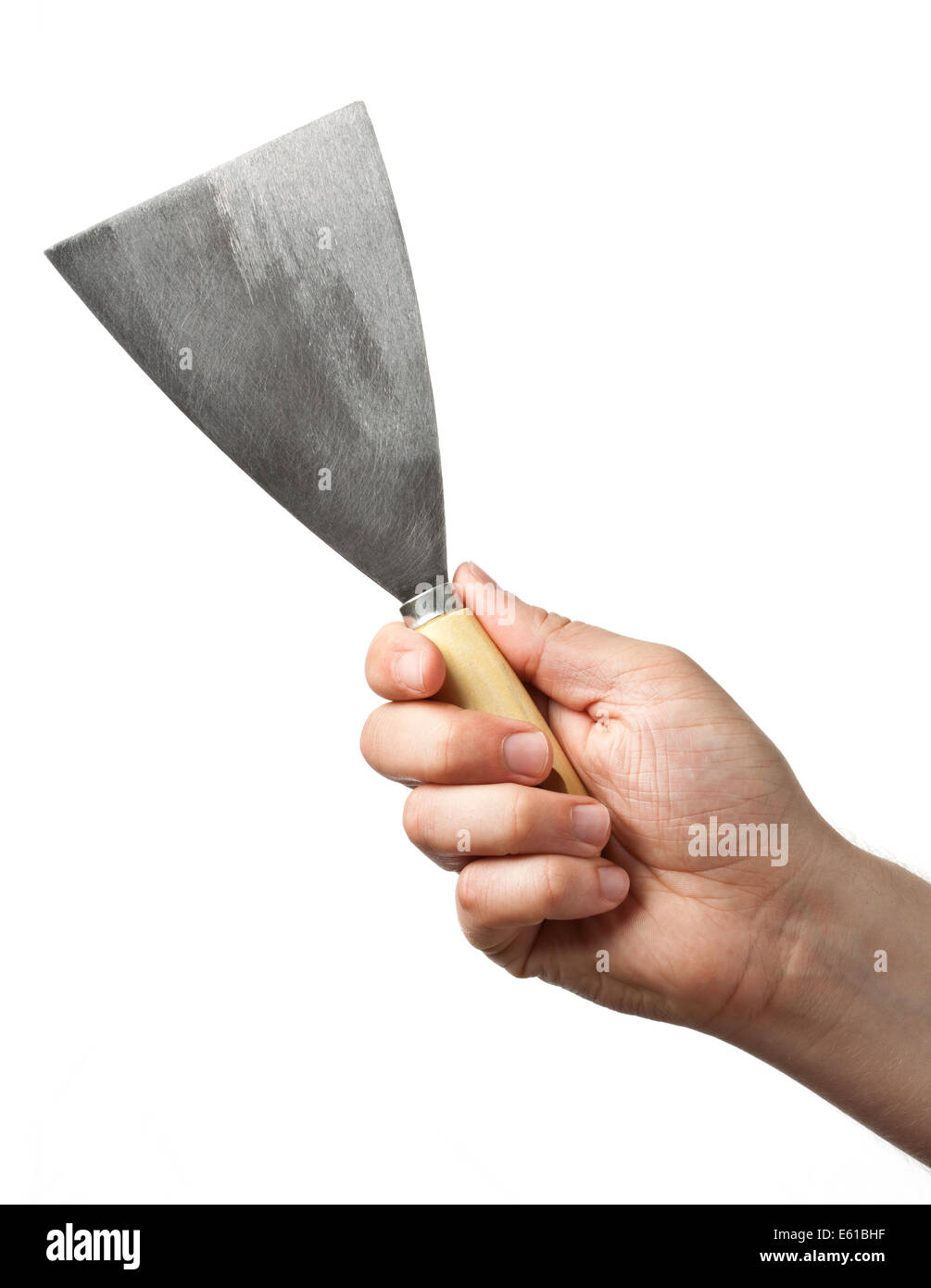 Hand with putty knife Stock Photo Alamy