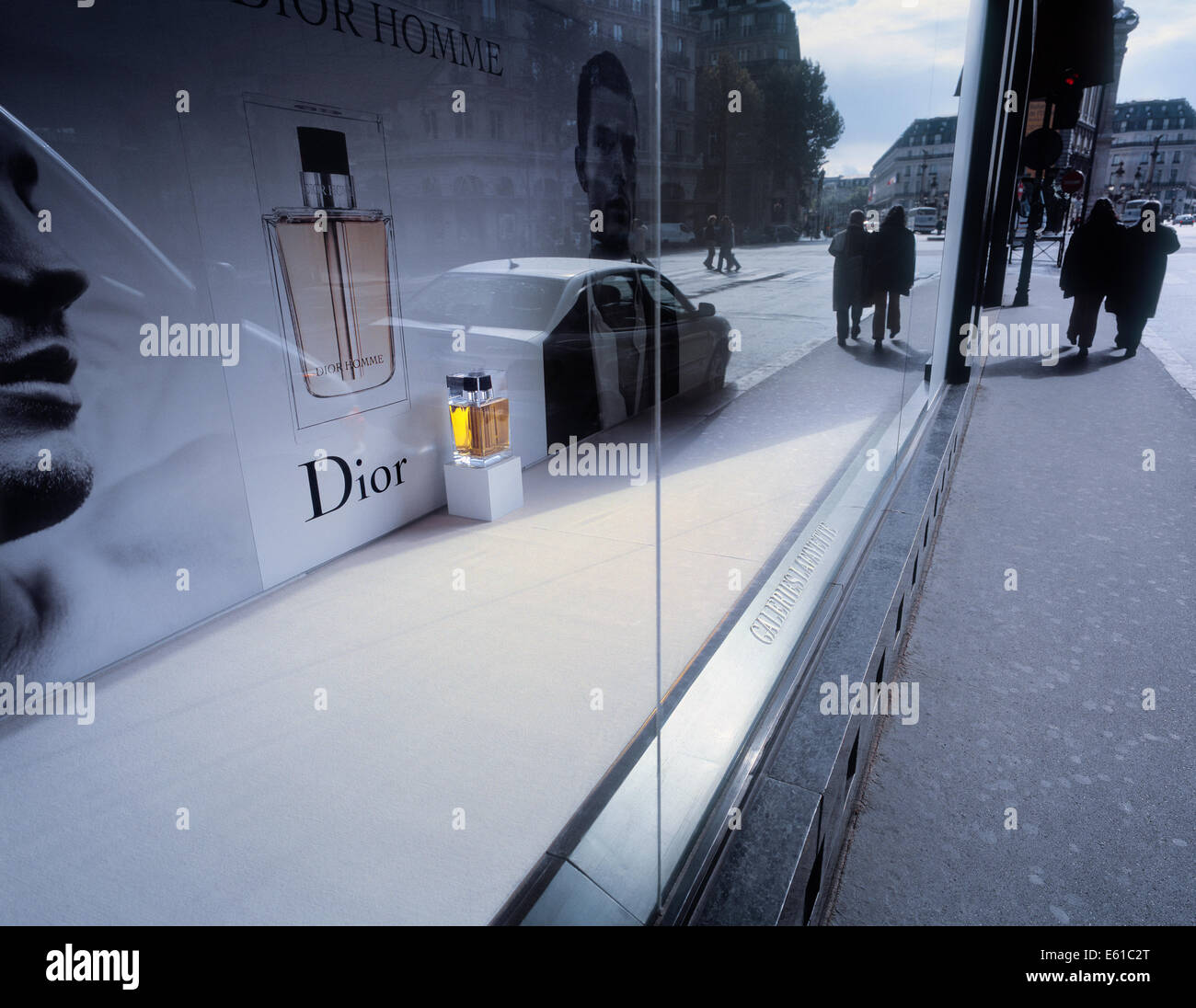 Large Dior Homme display at Galeries Lafayette Stock Photo