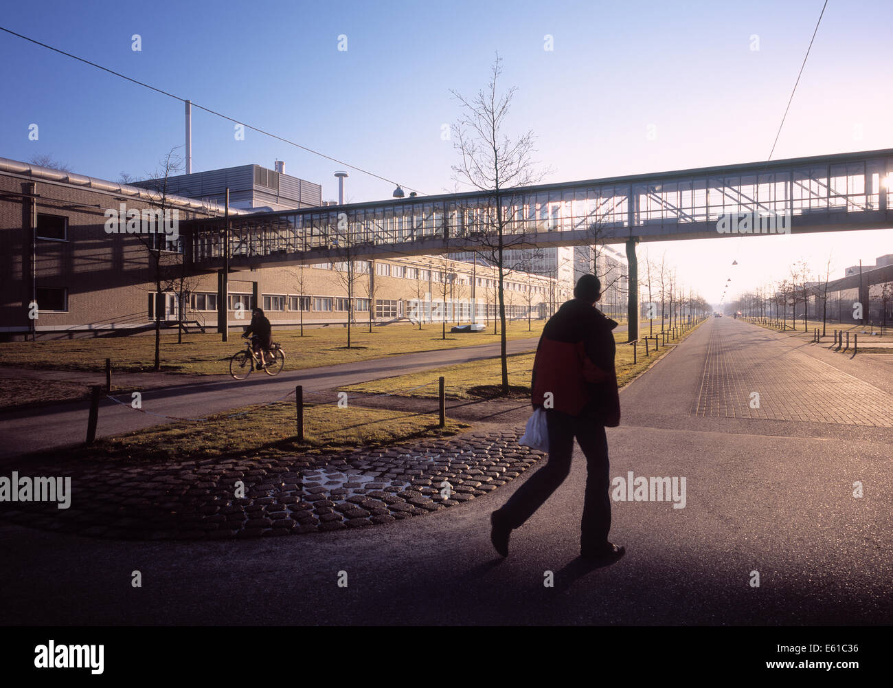 People going to work at an industrial estate in Eindhoven, The Netherlands. Stock Photo
