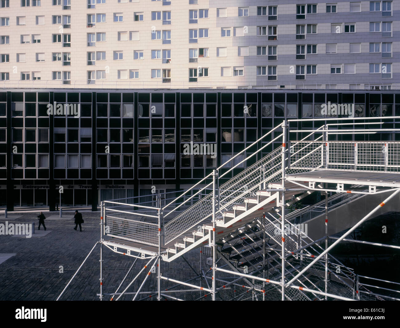 Temporary stairway at rejuvenation project at La Defense, France Stock Photo