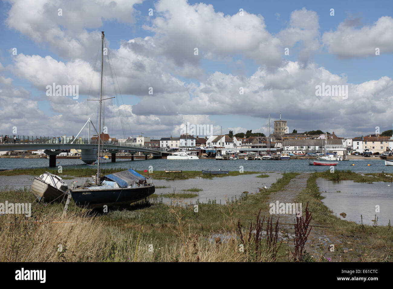 Shoreham-by-Sea wit its new Adur Ferry Bridge, West Sussex. Stock Photo