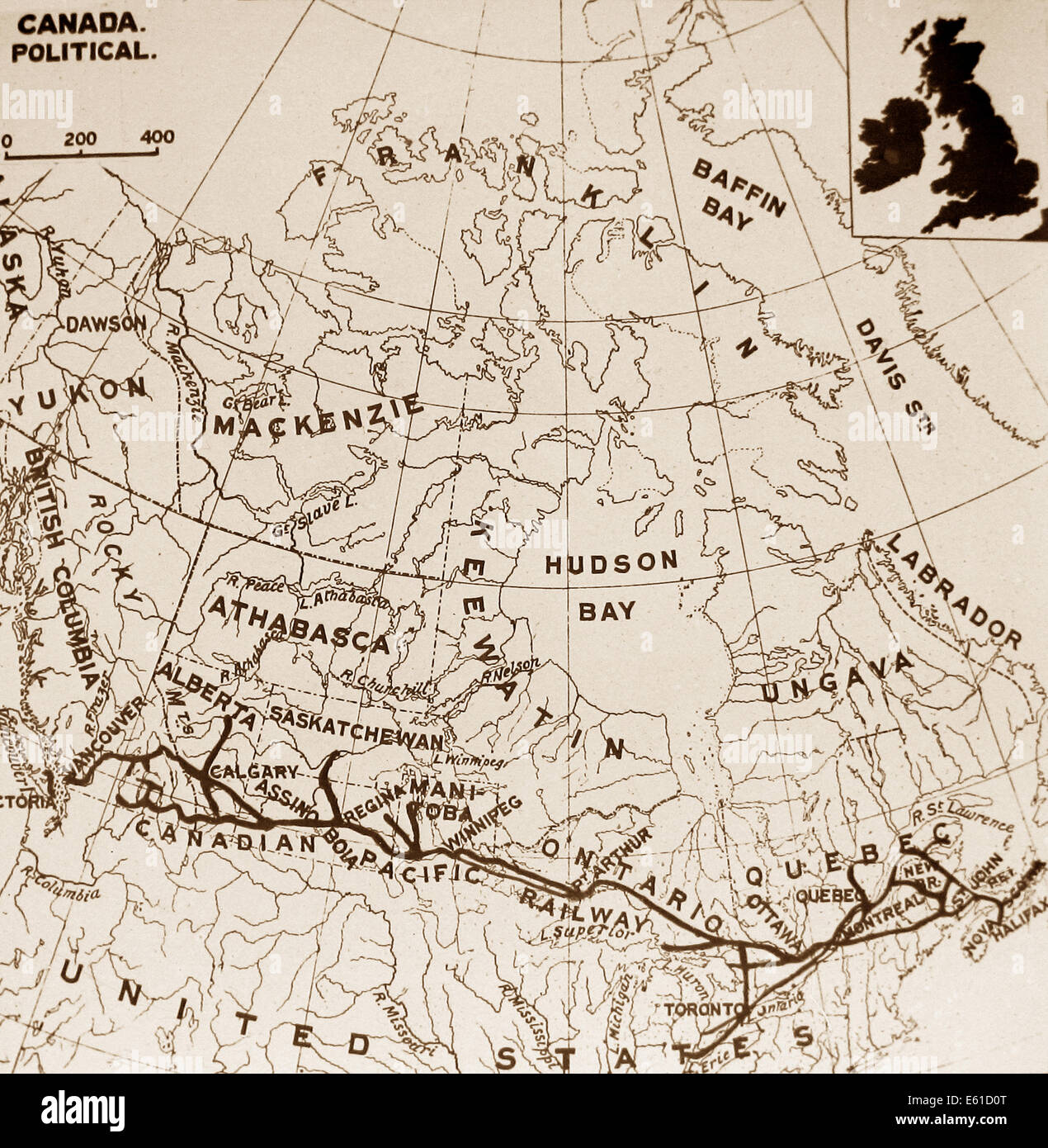 Map of Canada Victorian period Stock Photo
