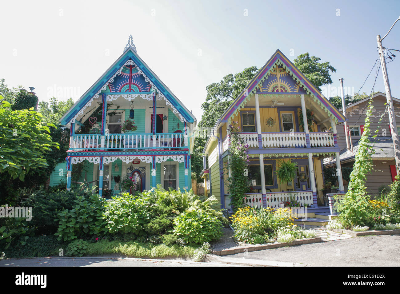 gingerbread cottage colorful paint house grimsby ontario canada Stock