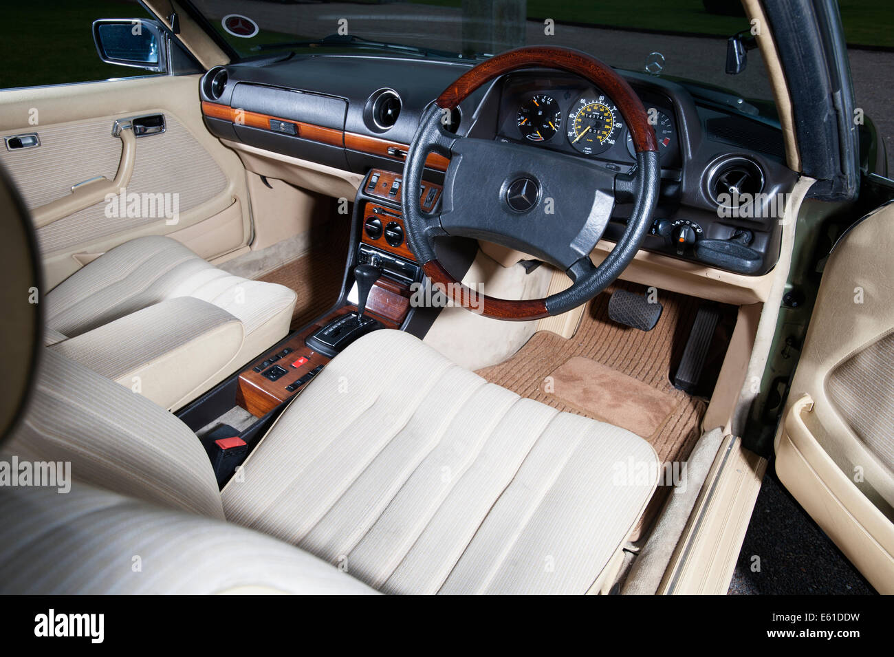 1980 Mercedes 280CE W123 E Class coupe luxury German car driving Stock Photo