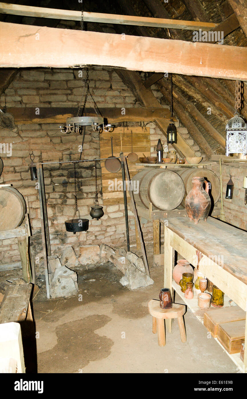 Interior of Bake house, Cosmeston Medieval Village, Cosmeston Lakes and