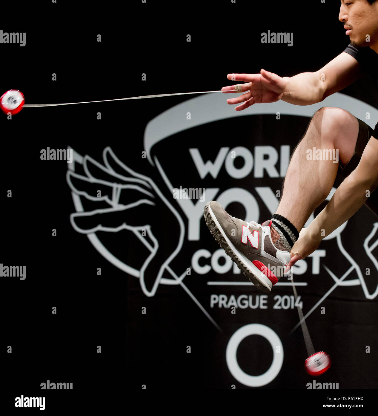 Japanese Tomoyuki Kaneko in the final of world yoyo championship in Prague, Czech Republic, August 9, 2014. (CTK Photo/Vit Simanek) Stock Photo