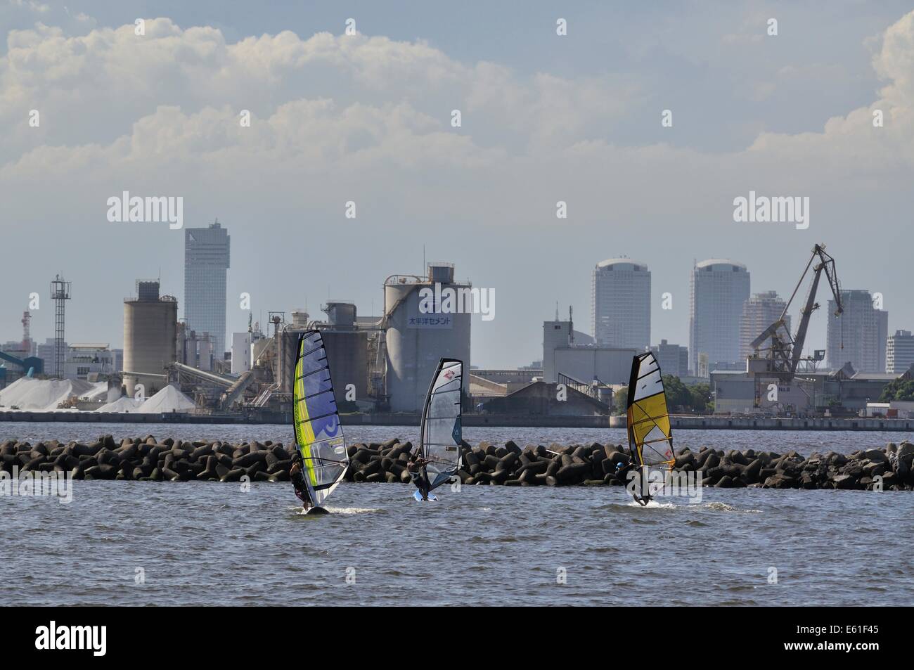 Windsurfing,Chiba port park,Chiba city,Chiba,Japan Stock Photo