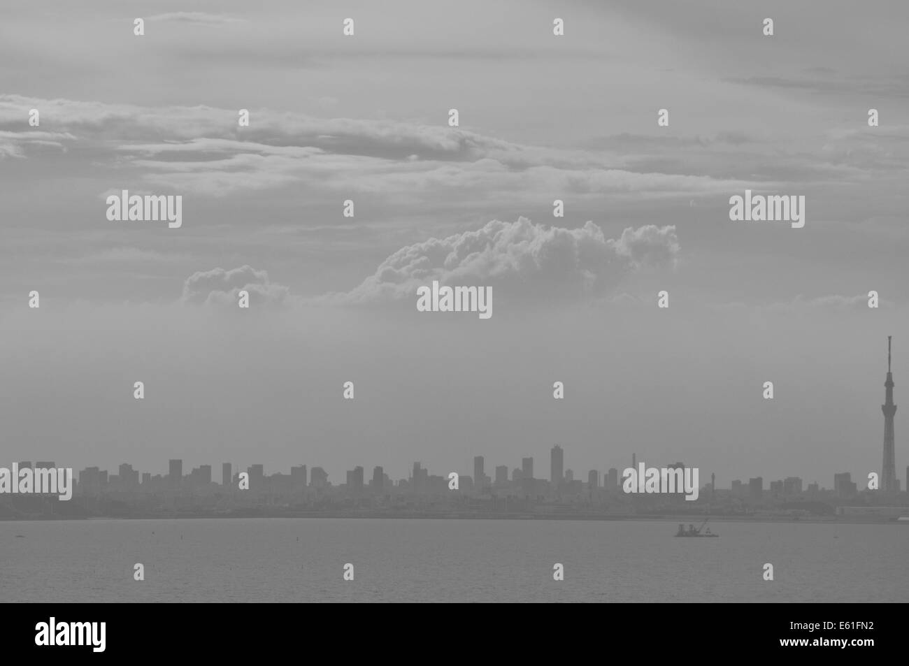 Silhouette of Tokyo,view from Chiba port tower,Chiba city,Chiba,Japan Stock Photo