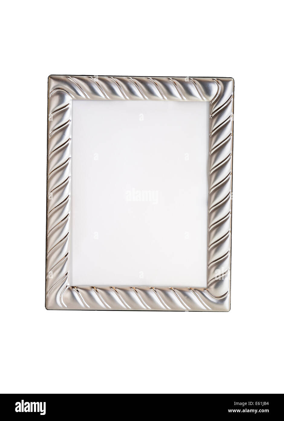 Silver coloured, metal photograph frame. Stock Photo