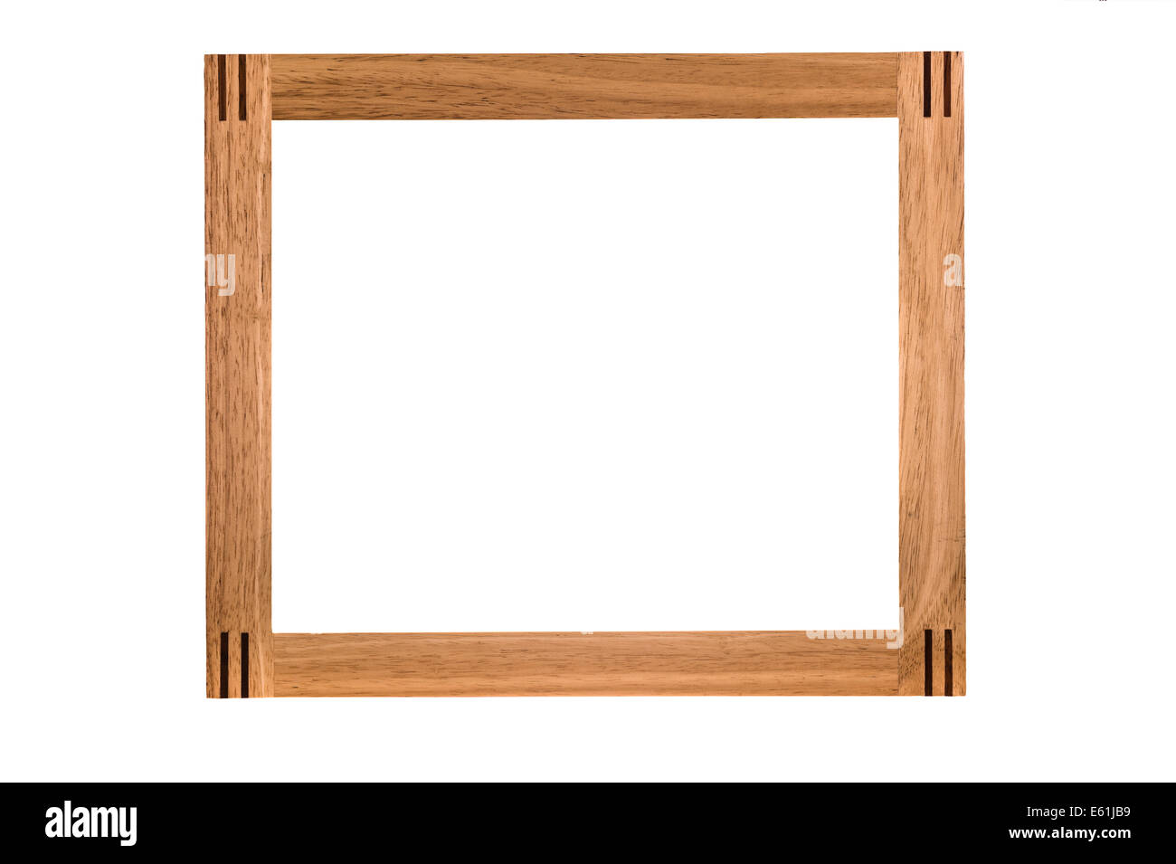 Wooden photograph frame. Empty and isolated on a white background. Stock Photo